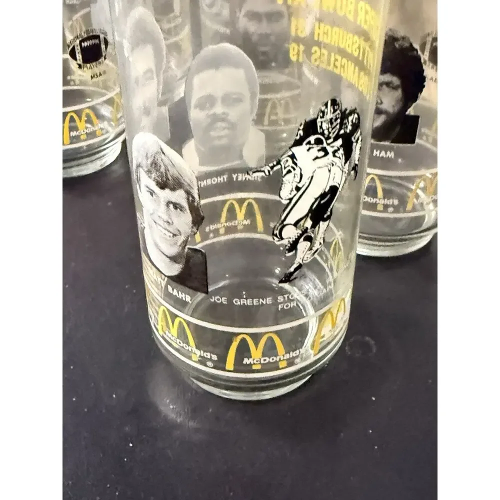 Vintage 1980 McDonald’s Super Bowl XIV Pittsburgh Steelers Glasses Set of 4